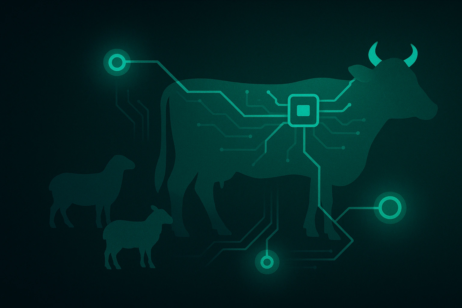 Silhouettes of livestock with sensors